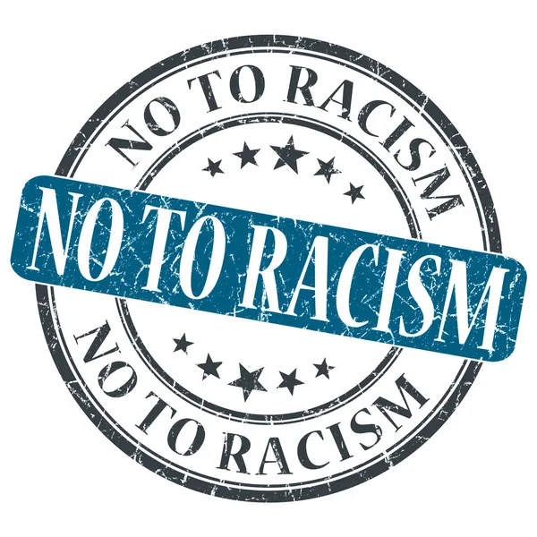 No al racismo grunge azul sello redondo sobre fondo blanco —  Fotos de Stock