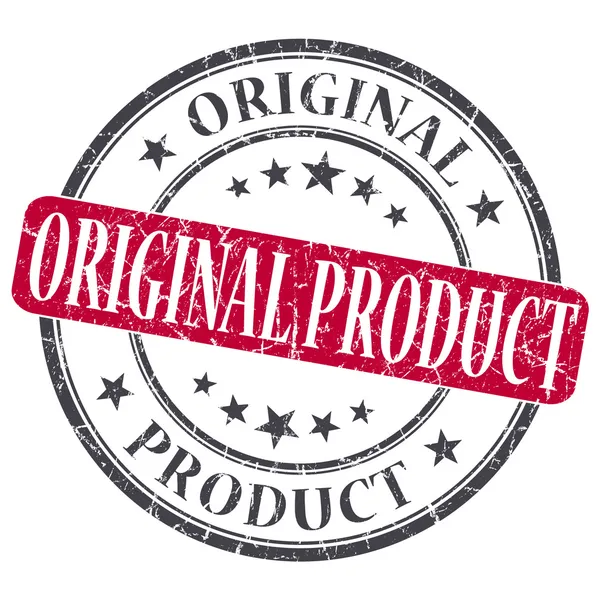 Oryginalny produkt czerwony nieczysty okrągły znaczek na białym tle — Zdjęcie stockowe