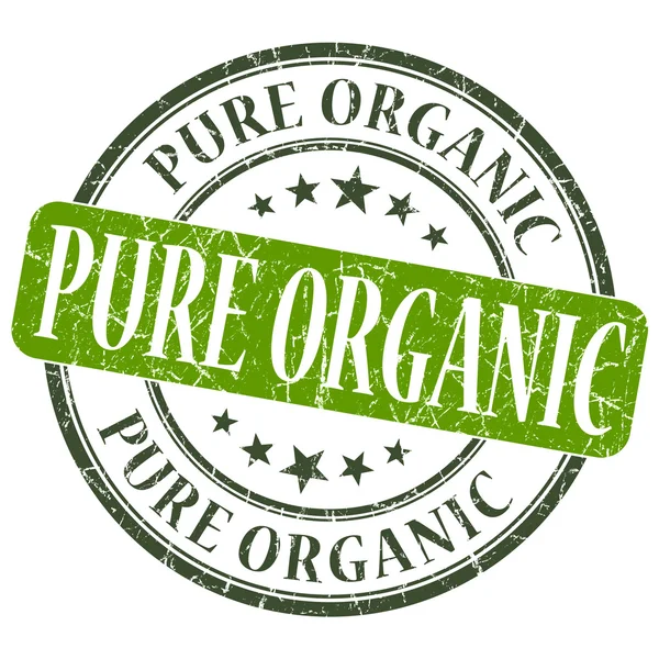 Puro organico grunge verde rotondo timbro su sfondo bianco — Zdjęcie stockowe