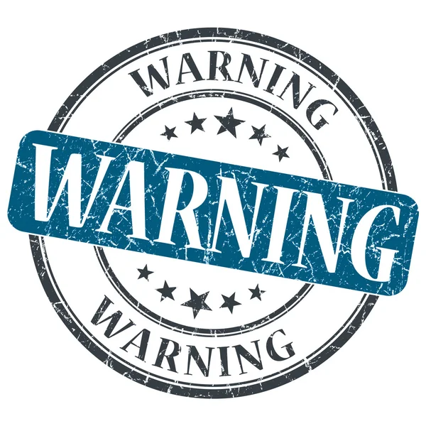Warnung blauer Grunge Rundstempel auf weißem Hintergrund — Stockfoto