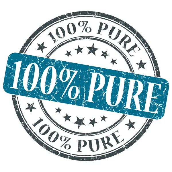 100 Pure blue grunge round stamp on white background — Stock Photo, Image
