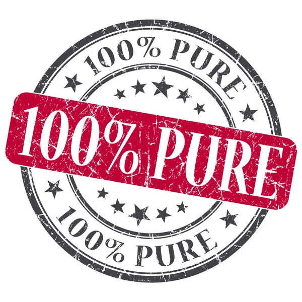 100 Pure rode grunge ronde stempel op witte achtergrond — Stockfoto