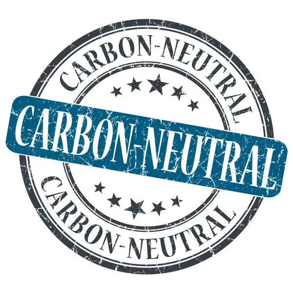 Carbono azul neutro grunge carimbo redondo no fundo branco — Fotografia de Stock