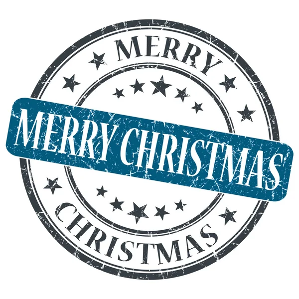 Merry christmas blauwe grunge ronde stempel op witte achtergrond — Stockfoto