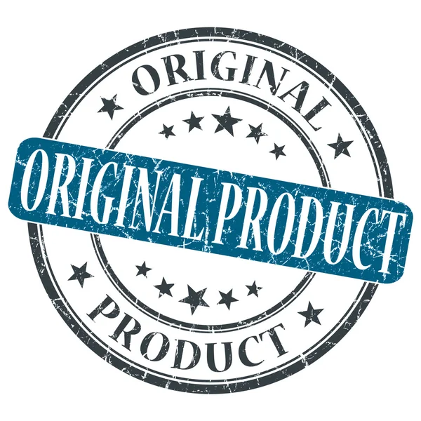 Produto original grunge azul carimbo redondo no fundo branco — Fotografia de Stock