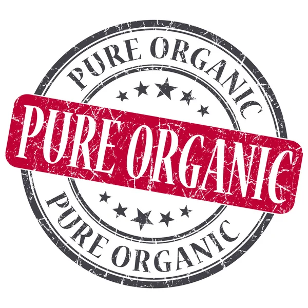 Pure Organic red grunge round stamp on white background — Zdjęcie stockowe