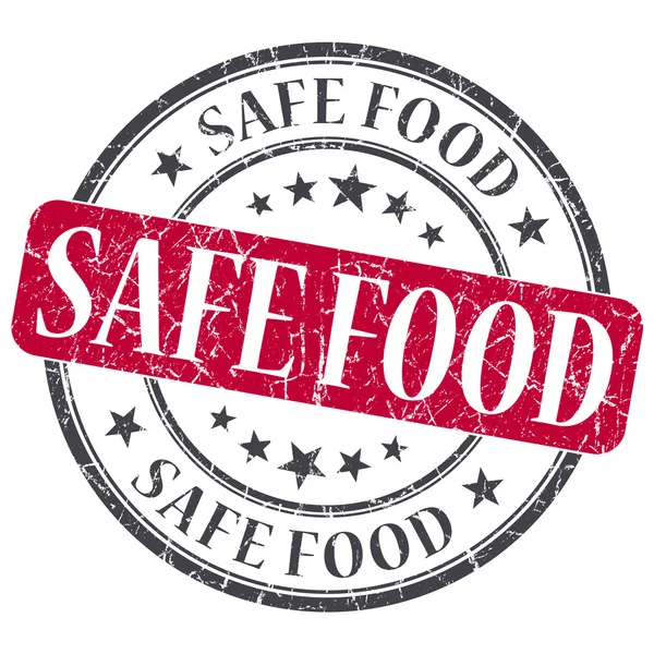 Safe Food rosso grunge timbro rotondo su sfondo bianco — Foto Stock