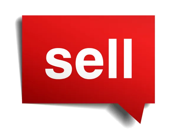 Vendere rosso 3d realistica bolla discorso di carta isolato su bianco — Vettoriale Stock