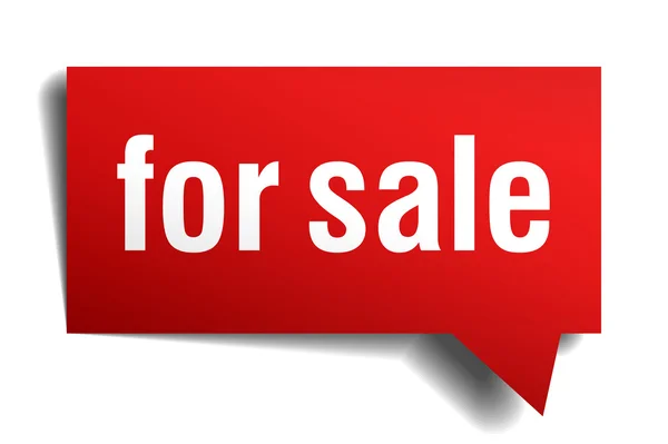 Para venda bolha de discurso de papel realista 3d vermelho isolado no branco —  Vetores de Stock