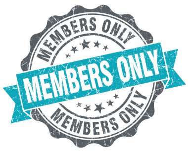 Members only blue grunge retro style isolated seal