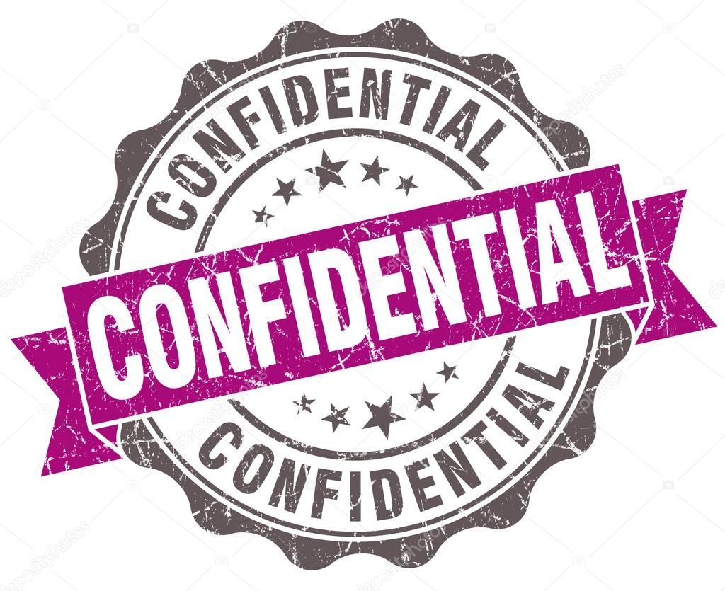 Confidential violet grunge retro style isolated seal
