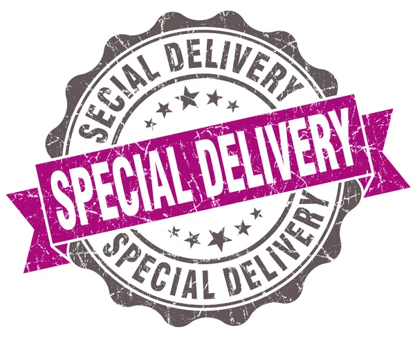 Special delivery fiołek ilustracja na białym tle w stylu retro pieczęć — Zdjęcie stockowe