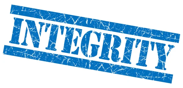 Selo texturizado grunge azul Integridade quadrado isolado em branco — Fotografia de Stock