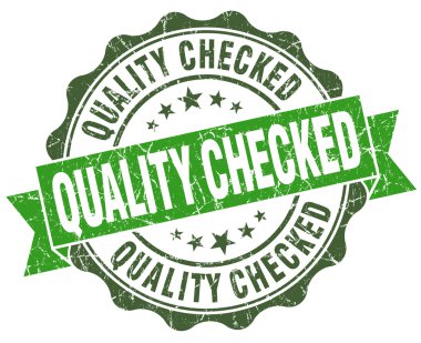 Quality checked green grunge retro vintage isolated seal clipart