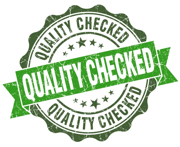 Quality checked green grunge retro vintage isolated seal — Stock Photo, Image