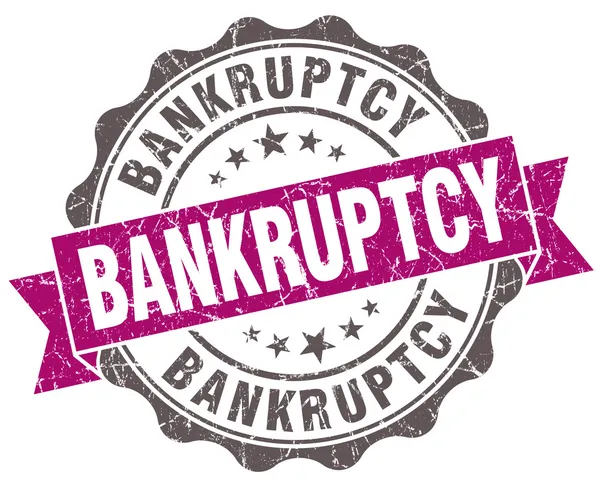 Bankruptcy violet grunge retro style isolated seal — Stock Photo, Image