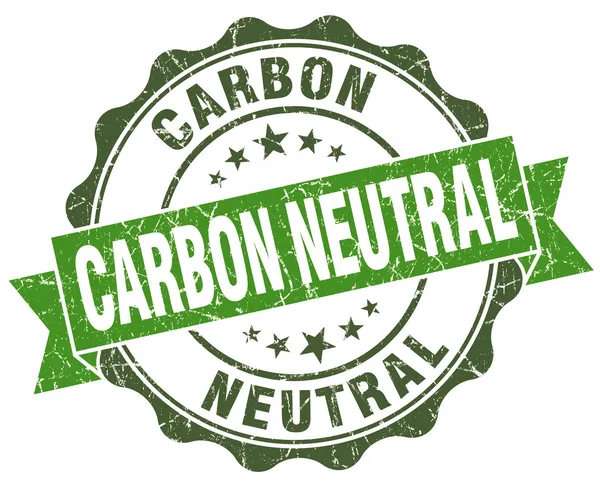 Carbon neutral grön grunge retro vintage isolerade sigill — Stockfoto