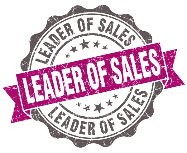 Leader of sales violet grunge retro vintage isolated seal — Stock Photo, Image