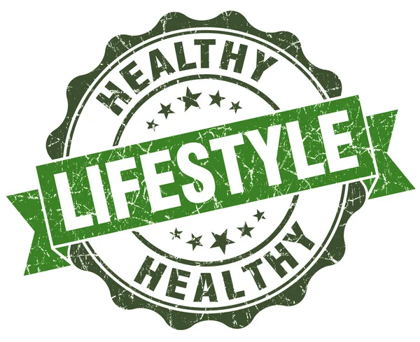 Healthy lifestyle green grunge retro vintage isolated seal — Stock Photo, Image