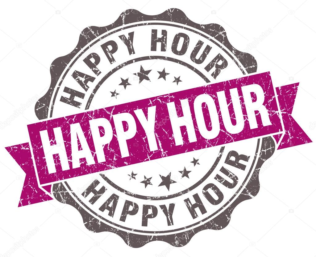 Happy hour violet grunge retro vintage isolated seal