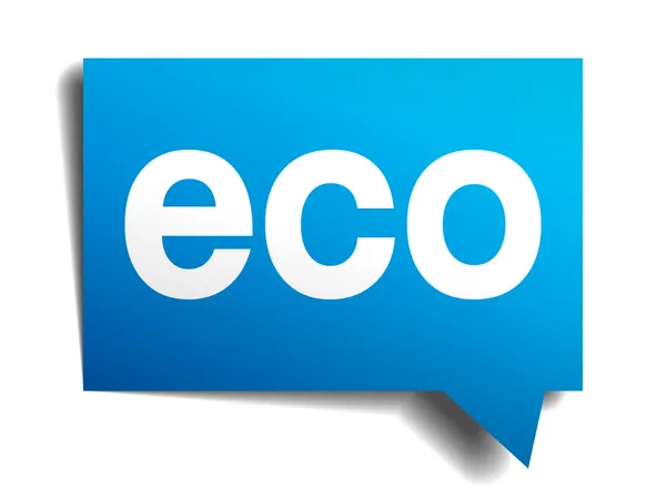 Eco azul 3d realista bolha de discurso de papel isolado no branco —  Vetores de Stock