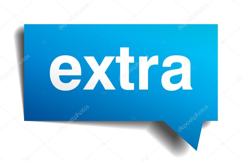 Extra blue 3d realistic paper speech bubble isolated on white