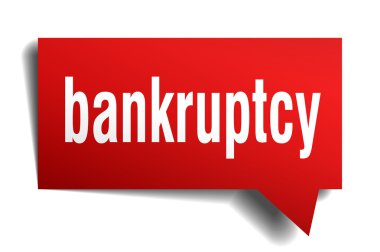 Bankruptcy red 3d realistic paper speech bubble isolated on white  clipart