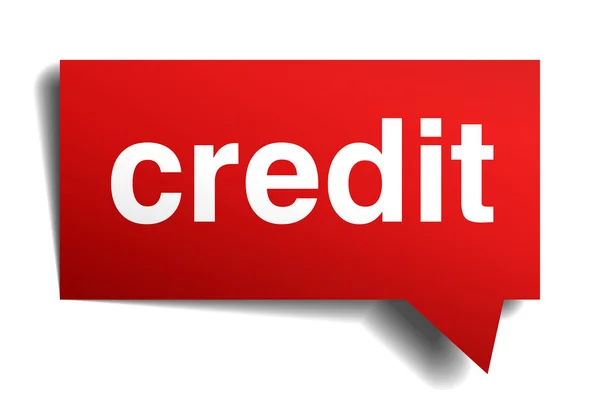 Crédito vermelho 3d realista papel discurso bolha isolado no branco — Vetor de Stock