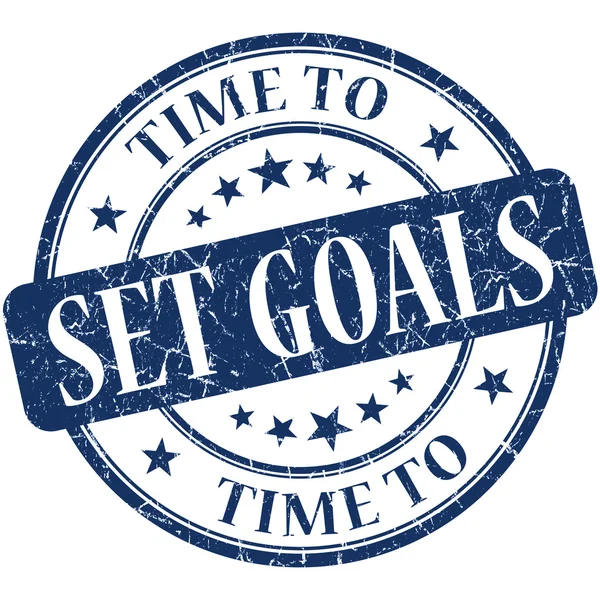 Time to set goals blue round grungy vintage isolated rubber stamp — Stock Photo, Image