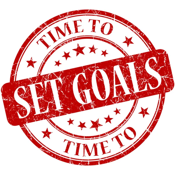 Time to set goals red round grungy vintage isolated rubber stamp — Stock Photo, Image