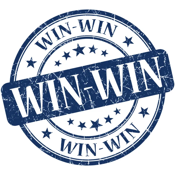 Win-win blue round grungy vintage rubber stamp — Stock Photo, Image