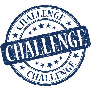 Challenge mavi yuvarlak grungy vintage lastik damgası