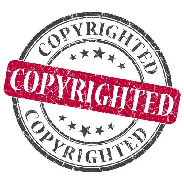 Urheberrechtlich geschützte rote runde grungy Marke isoliert auf weißem Hintergrund — Stockfoto