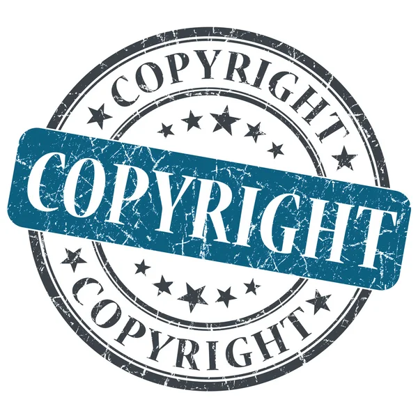 Copyright sello grungy redondo azul aislado sobre fondo blanco —  Fotos de Stock