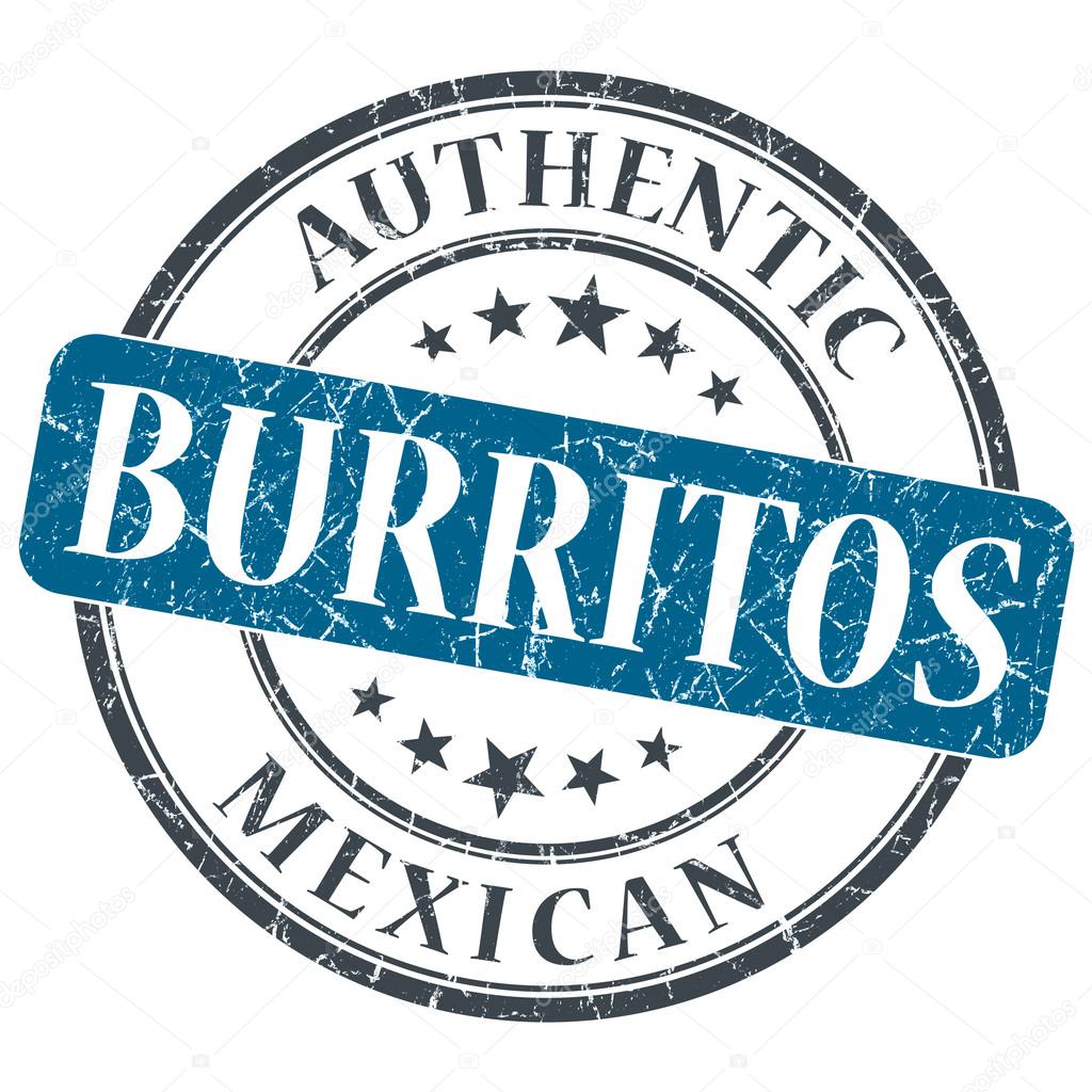 Burritos blue round grungy stamp isolated on white background