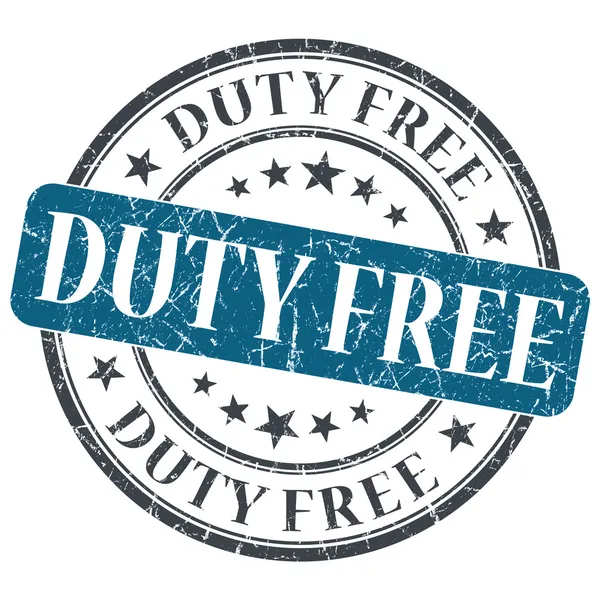 Duty Free blaue runde grungy Marke isoliert auf weißem Hintergrund — Stockfoto