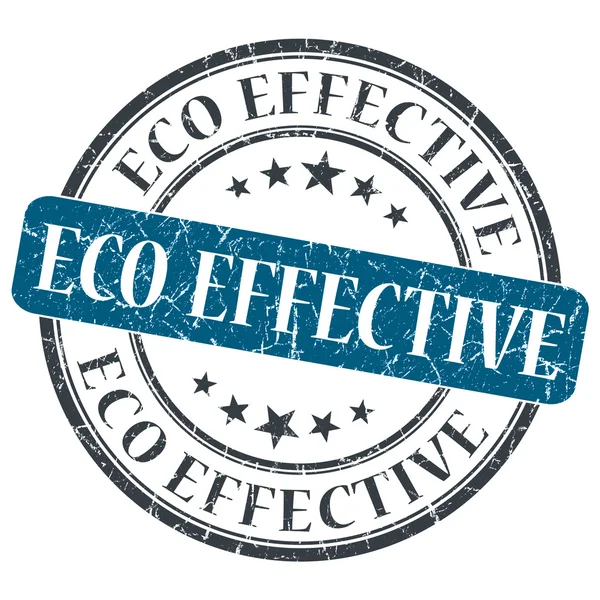 Eco effectieve blauwe ronde grungy stempel geïsoleerd op witte achtergrond — Stockfoto
