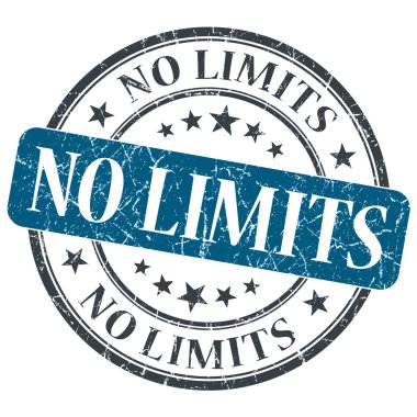 No limits blue round grungy stamp isolated on white background clipart