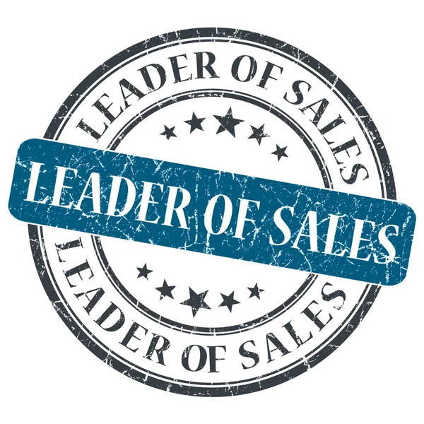 Lider de vânzări albastru rotund grungy timbru izolat pe fundal alb — Fotografie, imagine de stoc