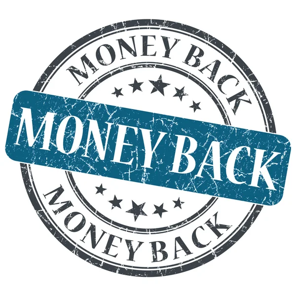 Money back blue round grungy stamp isolated on white background — Stock Photo, Image