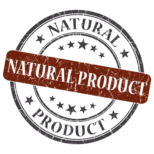 Produto natural marrom redondo selo grungy isolado no fundo branco — Fotografia de Stock