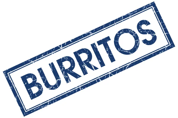 Burritos blau quadratisch grungy Stempel isoliert auf weißem Hintergrund — Stockfoto