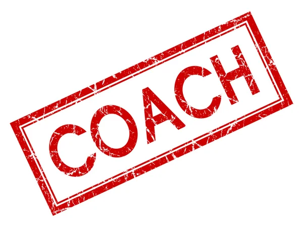 Coach rosso quadrato grungy timbro isolato su sfondo bianco — Foto Stock