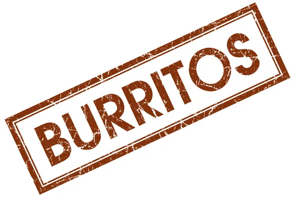 Burritos marrone quadrato grungy timbro isolato su sfondo bianco — Foto Stock