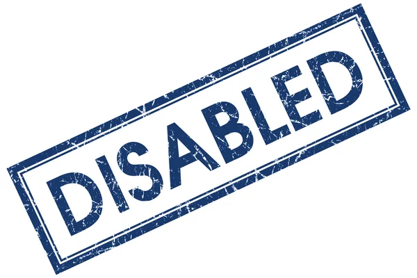 Disabilitato blu quadrato grungy timbro isolato su sfondo bianco — Foto Stock