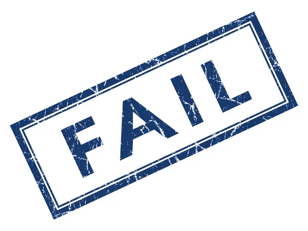 Fail blue square grungy stamp isolado no fundo branco — Fotografia de Stock