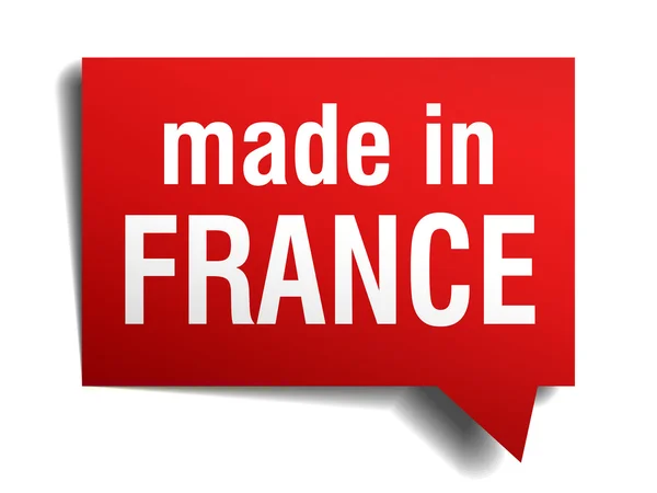 Πραγματοποιήθηκαν στη Γαλλία κόκκινο 3d ρεαλιστική ομιλία φούσκα που απομονώνονται σε λευκό φόντο — Διανυσματικό Αρχείο