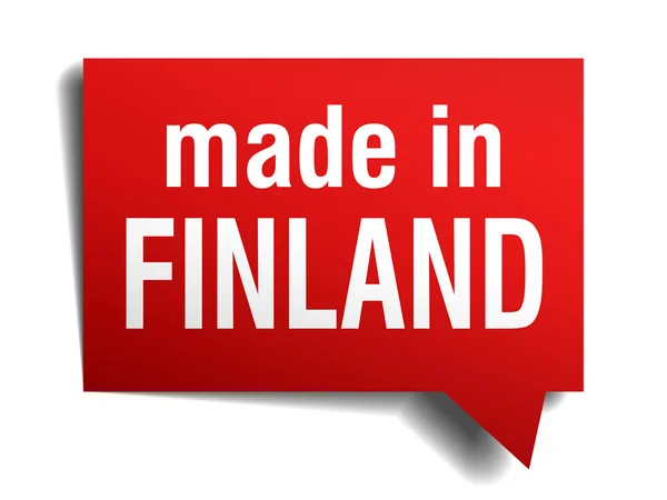 Made in Finnland red 3D realistische Sprechblase isoliert auf weißem Hintergrund — Stockvektor