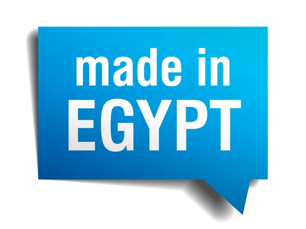 Gemaakt in Egypte blauwe 3D-realistische tekstballon geïsoleerd op witte achtergrond — Stockvector