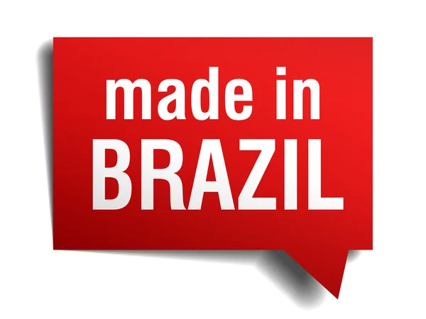 Fabriqué au Brésil bulle de parole réaliste 3d rouge isolé sur fond blanc — Image vectorielle